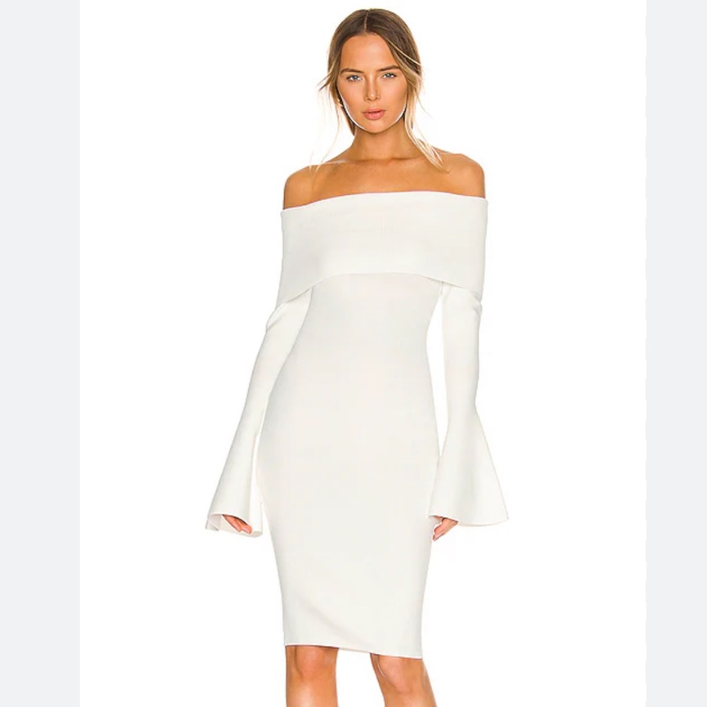 SOLACE London Mori Midi Dress in Cream